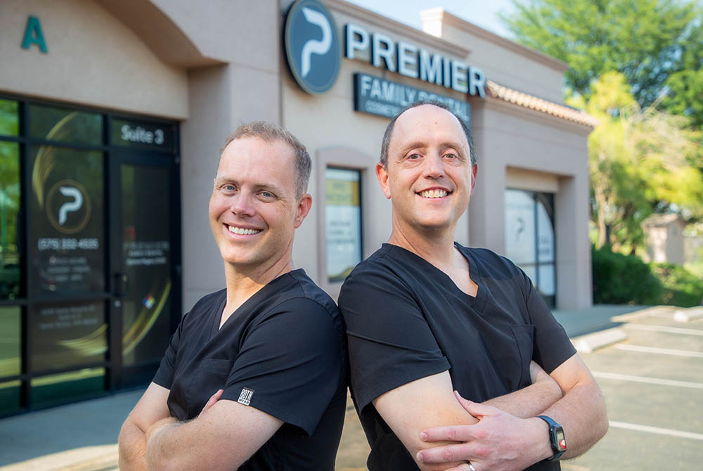 Two Premier Family Dental dentists outside the Santa Teresa practice